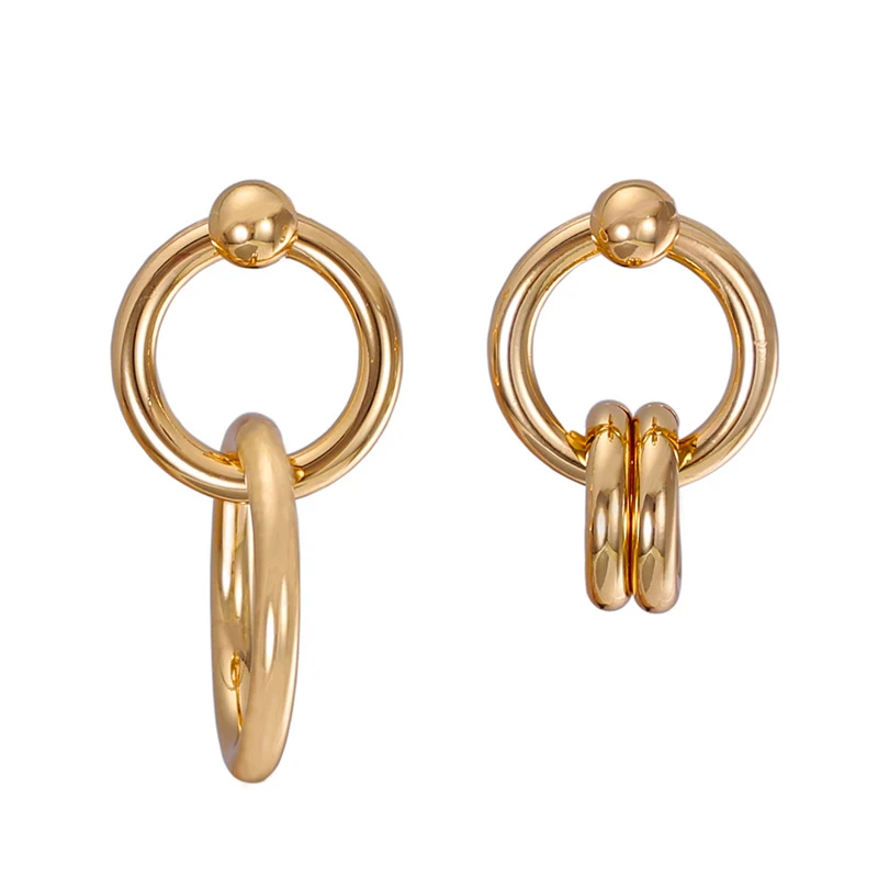Маленькие двойные круглые серьги золотого цвета серьги-кольца для женщин