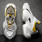 Кроссовки мужские из искусственной кожи, на шнуровке, массивные, дышащие