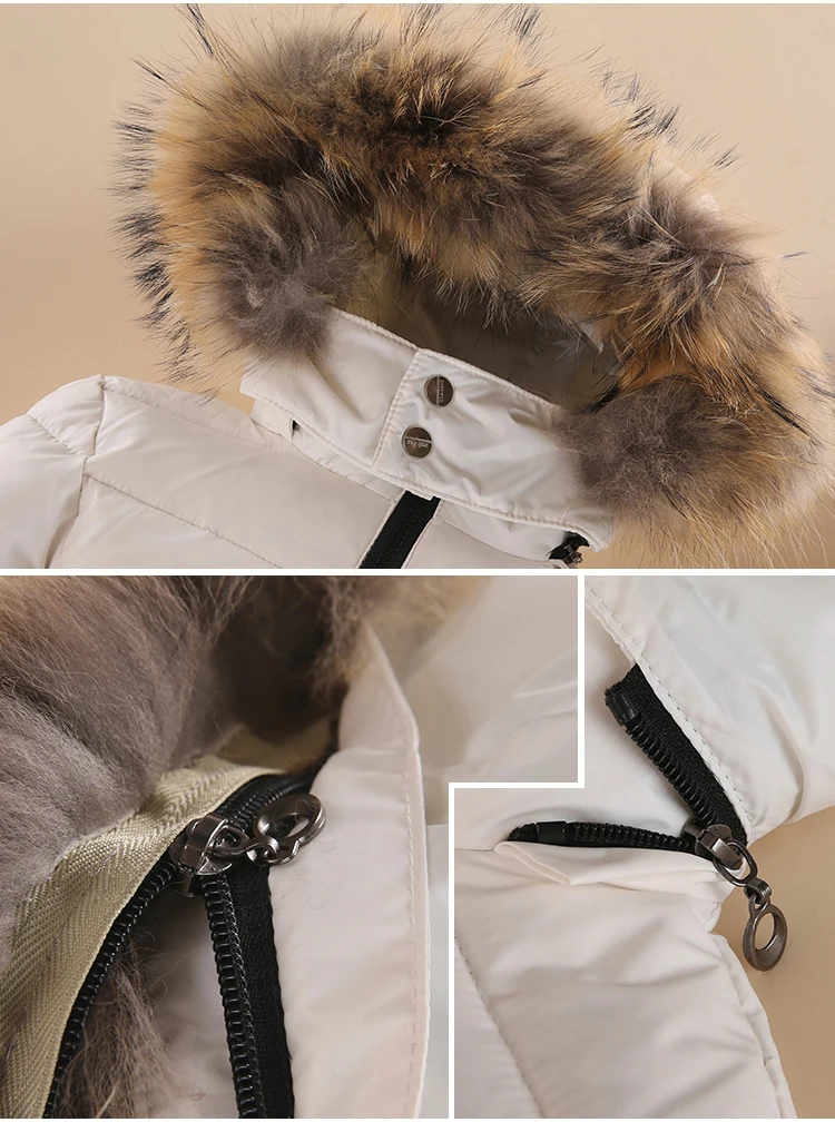 New Kids Down Suit Winter Warm Boy Girls Clothing Children Sets 2pcs Jackets Pants Windproof Waterproof Fur Hooded Collar