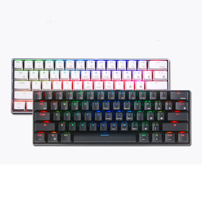 Bluetooth механические игровые клавиатуры Тонкий 61 клавиши RGB с одной подсветкой Подсветка поддержка Wins/Android/iOS