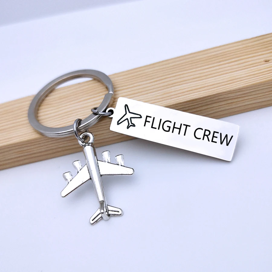 

FLIGHT CREW keyring Fly Safe Plane Keychain For Couples Women Men Boyfriend Husband Pilot Flight Attendant Gift Airplane Key Fob