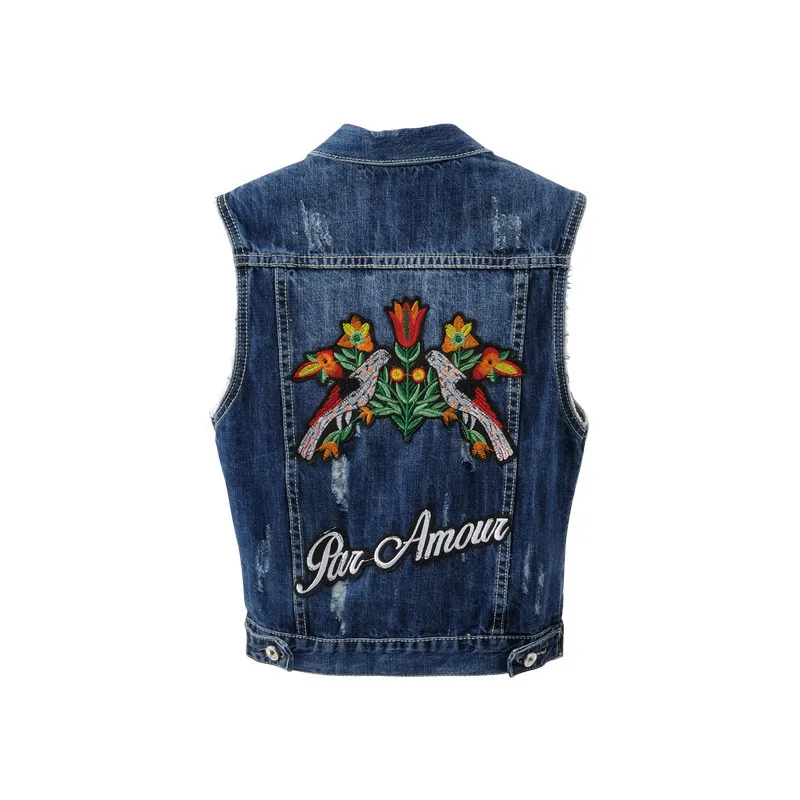 Autumn women denim vest 2018 intage embroidery short waistcoat large size New sleeveless jacket Korean ladies jeans | Женская одежда