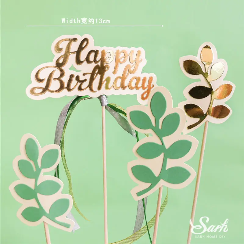 Leaves birthday Ins войлочные яблони Торт Топперы динозавр кукла Лев украшение с днем рождения товары для детской вечеринки выпечки сладкий подарок - Цвет: Leaves birthday
