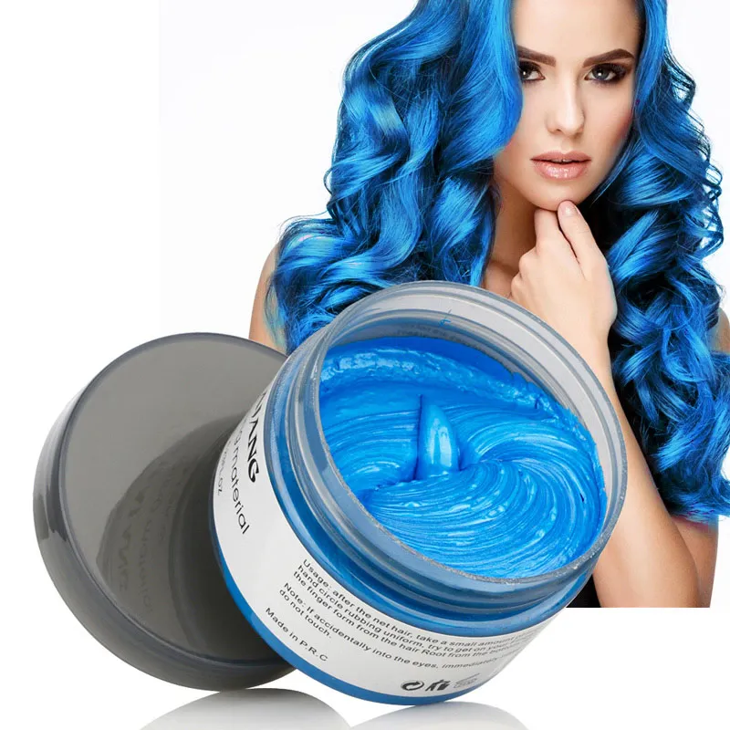 blue hair dye wax Стик для окрашивания волос цветной воск одноразовая формовка Волос Стайлинг цвет ing Paste Grandma серый черный Краска для волос фиолетовая восковой крем грязь Прямая поставка - Цвет: blue hair dye wax