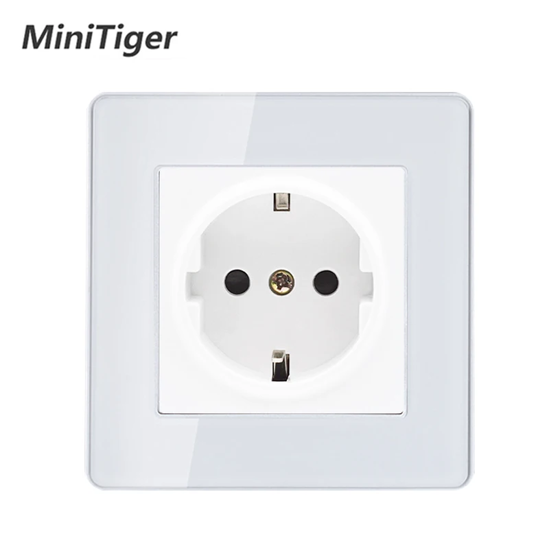 MiniTiger стандарт ЕС Роскошная стеклянная панель настенная розетка заземленная 16А