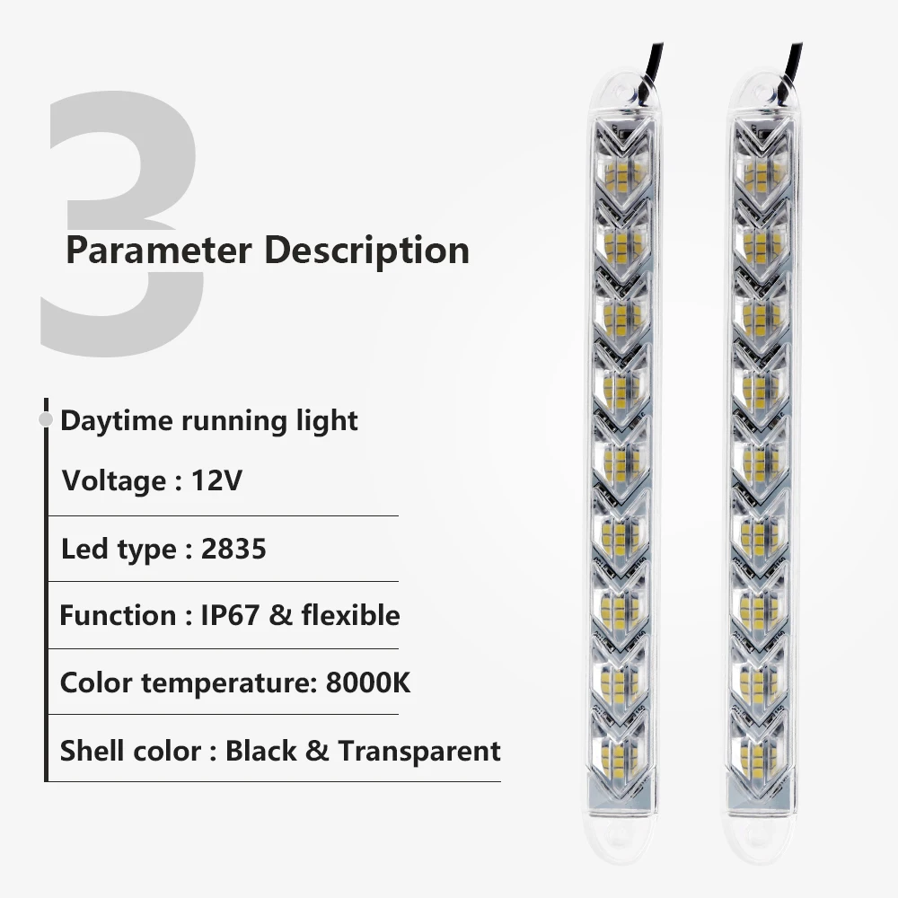 2 шт. (1 пара) 2835 6/9/12 SMD 6 Вт 9 12 белый Янтарный последовательный DRL указатель поворота