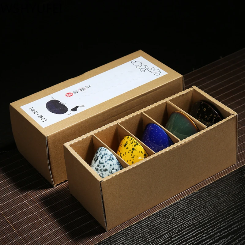 1 Набор 65 мл Цветная глазурь Керамическая Сине белая фарфоровая чашка кунг фу чай