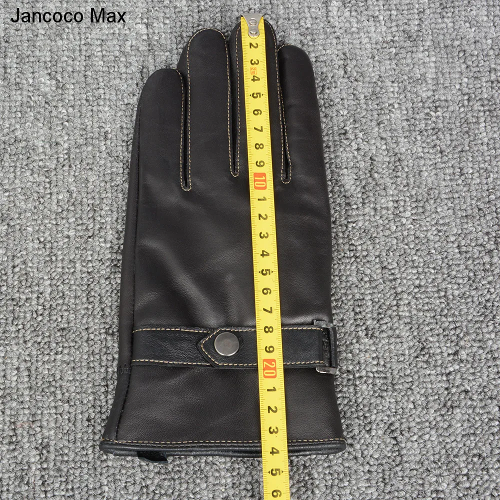 Jancoco Max Новые мужские перчатки из натуральной овчины зимние спортивные классические черные варежки для вождения S2056