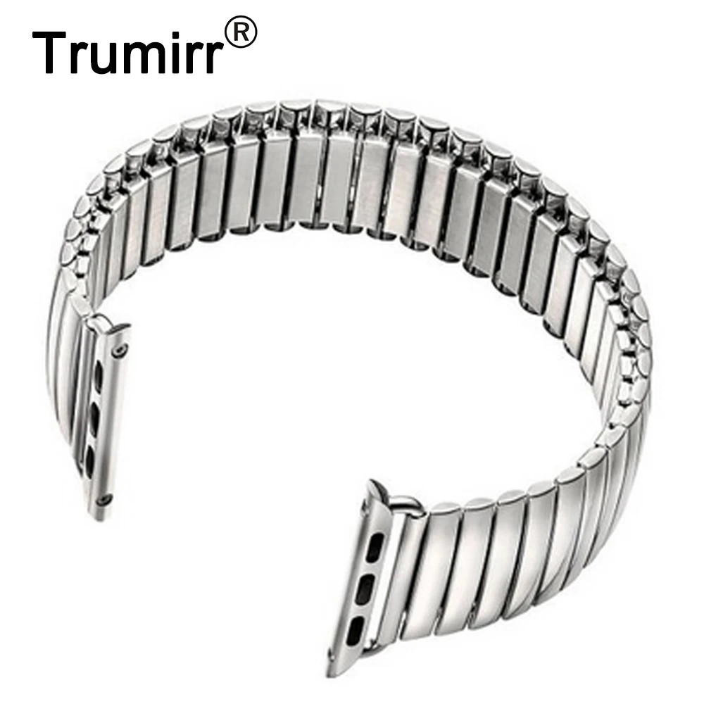 

Stainless Steel Watchband Elastic Band Bracelet Strap with Link Adapter for iWatch Apple Watch Sport Edition 38mm 42mm Silver