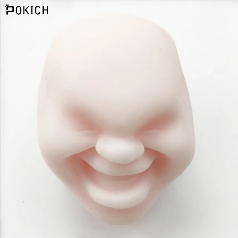 Pokich Funny Ideas Anti-Stress Reliever Human Face Doll Squeeze Toys Vent Ball Slime Hand Squeezing Toy Clay Random Color-A | Игрушки и