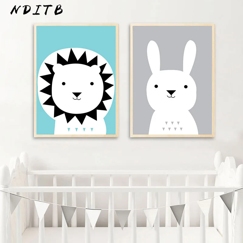 Woodland Animal Baby Nursery Wall Art Canvas Posters Prints Cartoon Painting Nordic Kids Decoration Pictures Bedroom | Дом и сад