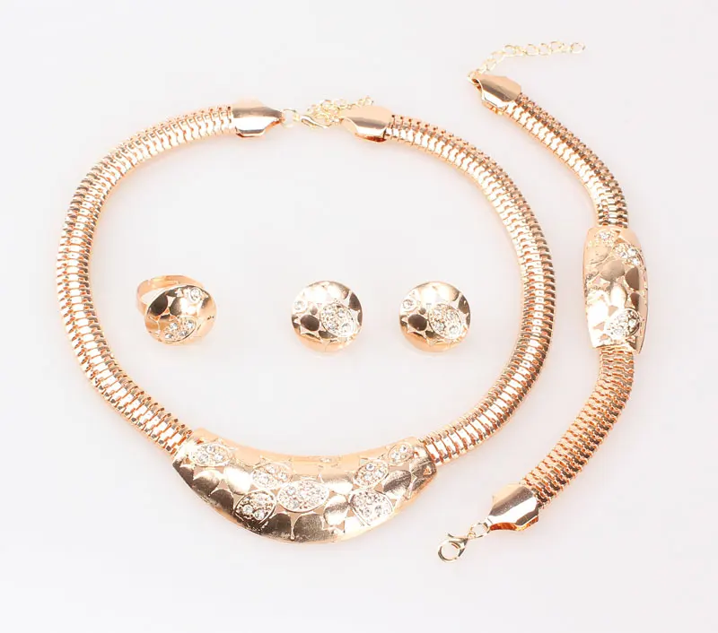 Женские вечерние комплекты ювелирных изделий золотого цвета с кристаллами