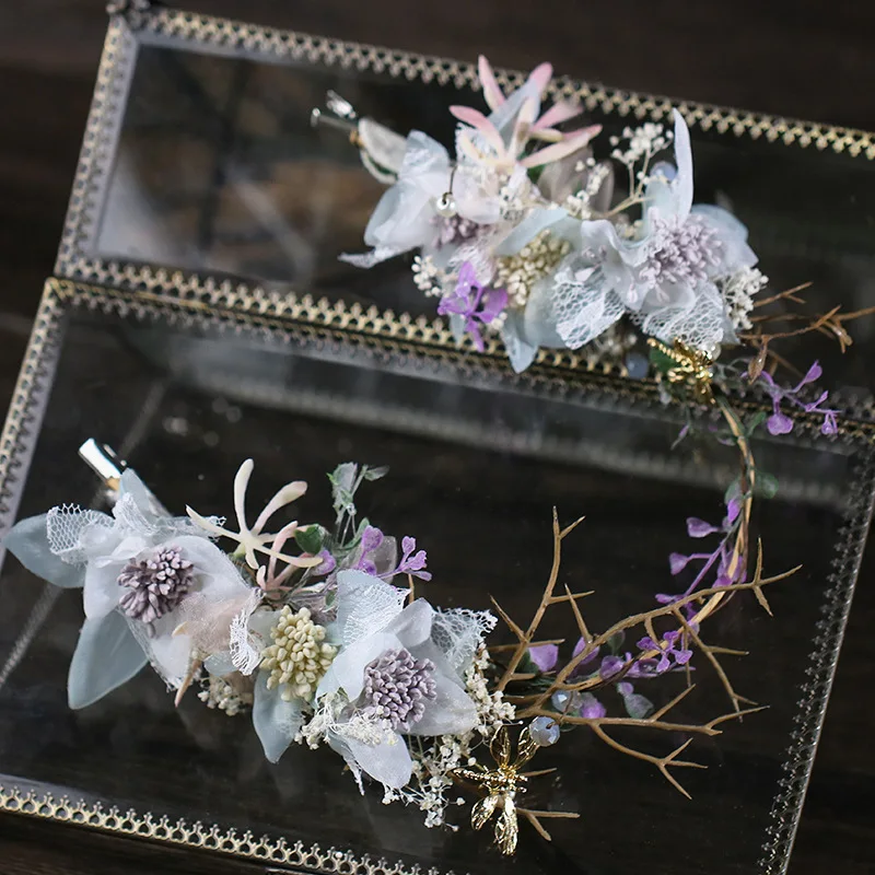 

Новый цветок ручной работы свадебные аксессуары для волос цветной цветочный венок для женщин Корона головная повязка гирлянда повязка на г...