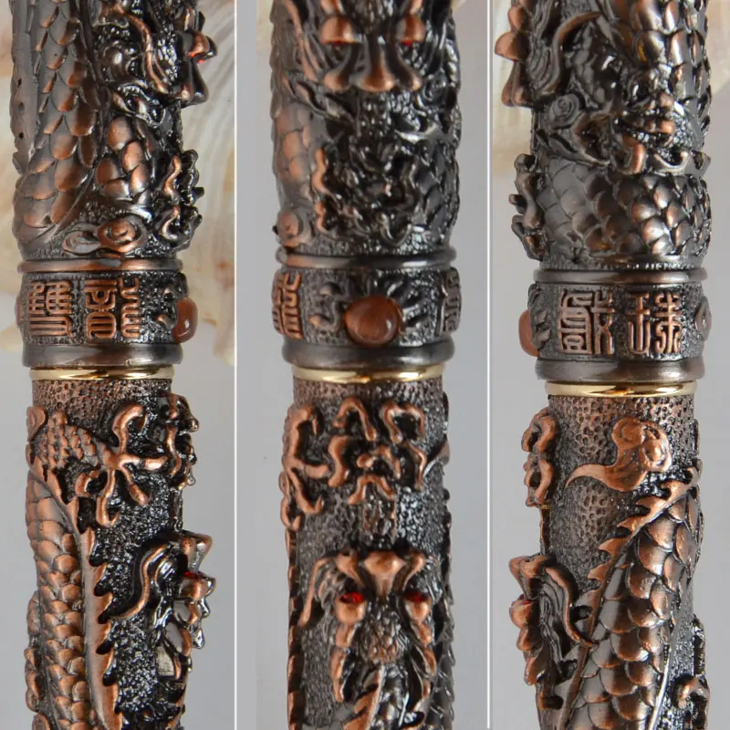 Шариковая ручка благородный JINHAO Медь Два дракона ИГРАТЬ жемчуг лучший подарок