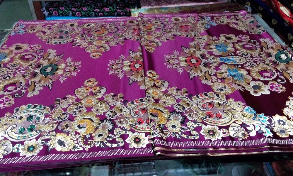 Традиционная китайская шелковая парчовая ткань 75 см полиэстер темно фиолетовая