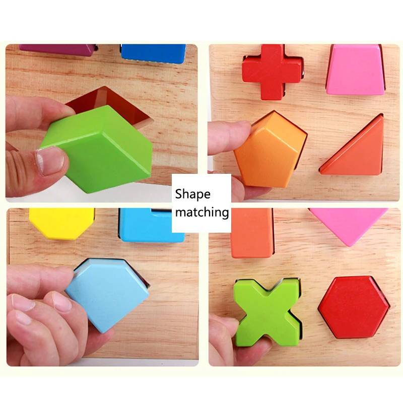 New Colorful Shape Puzzle Set Wooden Toy Educational Baby for Children Learning Developing Toys | Игрушки и хобби