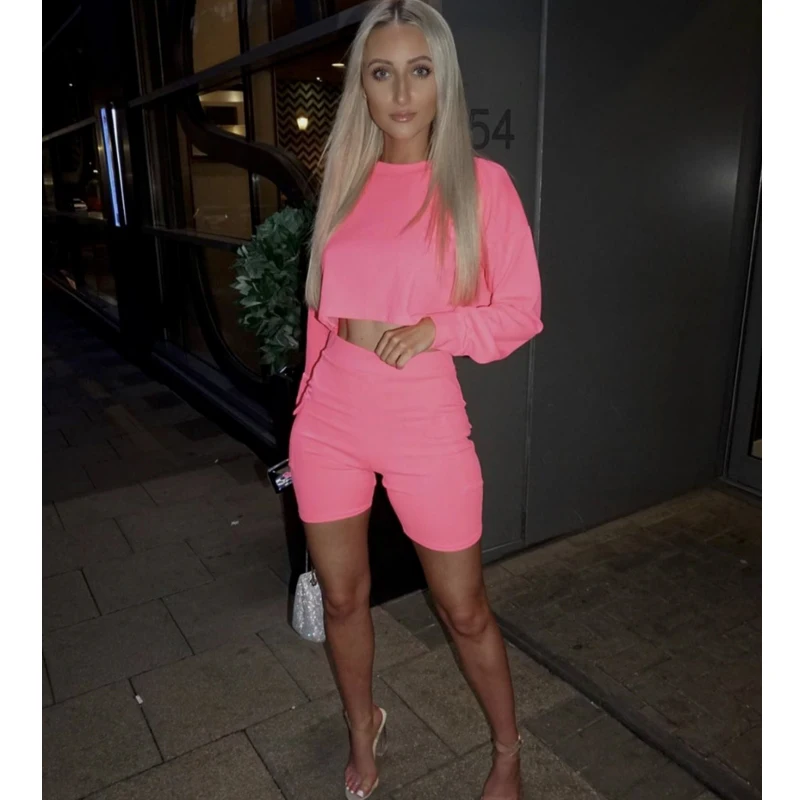 3 цвета весна лето Осень женская одежда короткий топ с длинными рукавами штаны