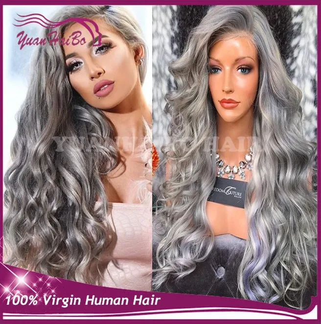 100% девственница монгольские волосы 9А качество серый свободная волна 130%