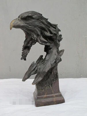 

fast shipping USPS to USA S0068 13.5"Red Bronze Sculptural Art goshawk head statue Eagle's Head