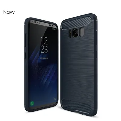 Роскошный мягкий чехол из силикона и ТПУ углеродного волокна чехол для samsung Galaxy J3 J5 J7 A3 A5 A7 S6 S7 край S8 S9 плюс Чехол s - Цвет: Тёмно-синий