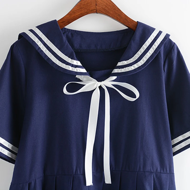 Новое осенне летнее женское платье Хлопковое в японском стиле военно морской