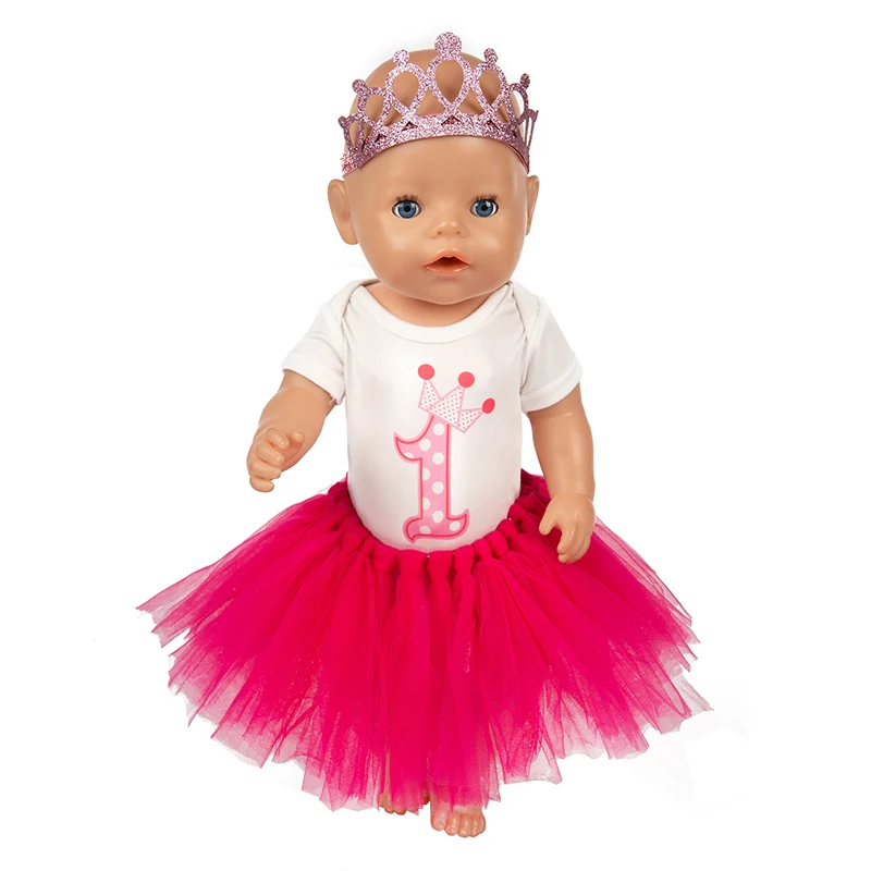 

Born Baby Doll Clothes Fit 18 inc 43cm Doll Accessories Birthday Cake Red Pink Crown Dress Suit For Doll Gift Accessories
