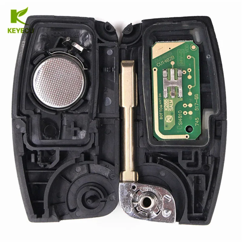 KEYECU Uncut 433 МГц 4D63 4D60 Автомобильный Дистанционный ключ для Ford Fusion Focus Mondeo Fiesta Galaxy HU101