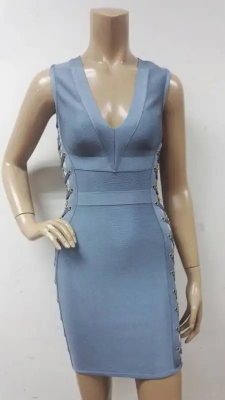 Vestidos dress Серый босоножки V образным Вырезом Выдалбливают Рукавов 2017 Новые Женщины