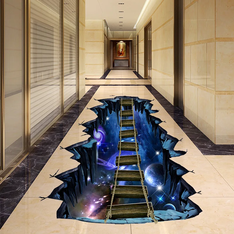 

Большой 3D космическое пространство новая наклейка на стену галактика Звездный мост украшение дома для детской комнаты пол гостиная настен...