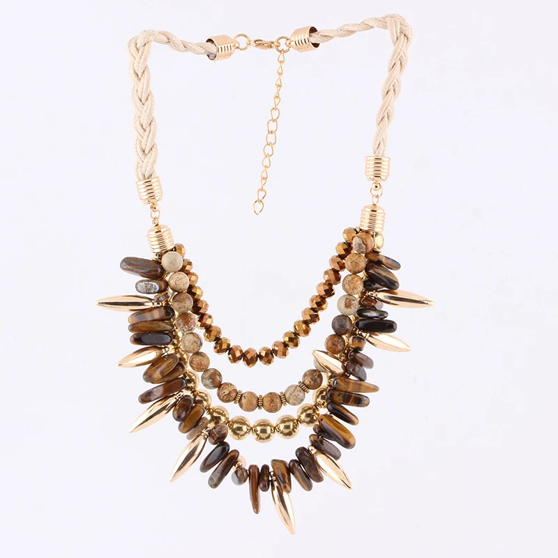 Sehuoran Natural Stone Necklaces Pendants Chunky Big Choker Necklace Crystal Vintage Collar Statement Jewelry For Chrismas Gift | Украшения