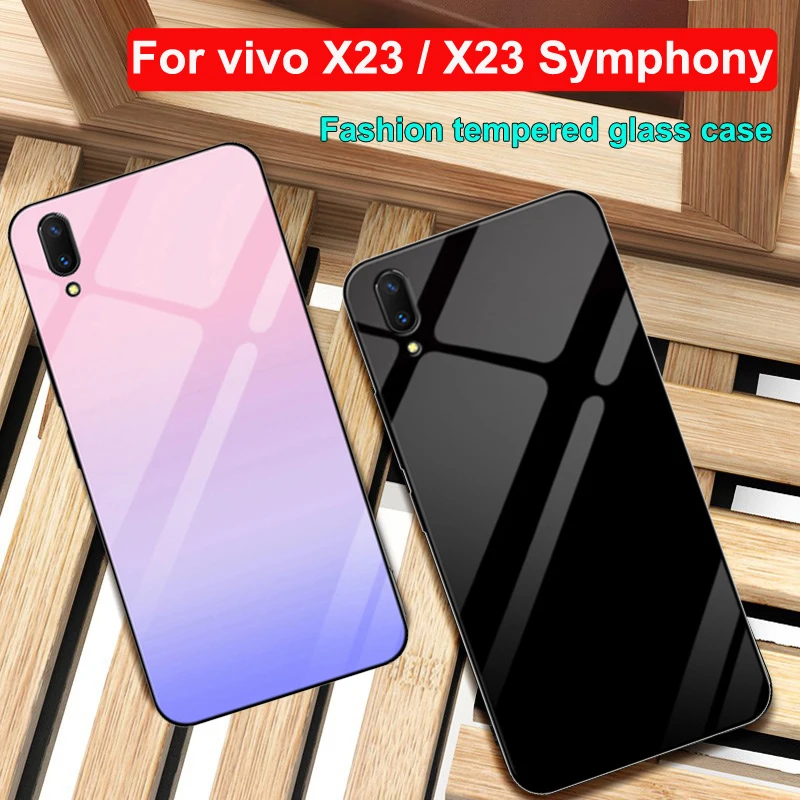 Чехол V1809A для vivo X23 чехол 6 41 дюйма из закаленного стекла и ТПУ телефона Vivo