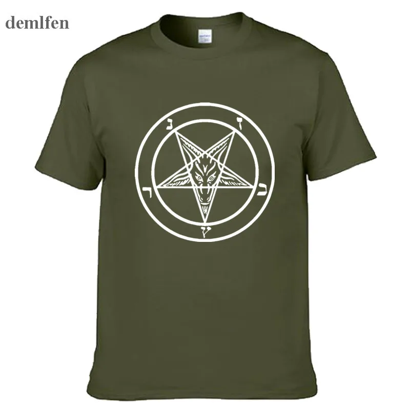 Pentagram Gothic Occult Satan men's Fashion Cotton short-sleeve Round Collar T-shirt Man Hip Hop Tees Tops | Мужская одежда