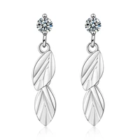new fashion simple delicate stud earrings 925 sterling silver zircon leaf earrings for women wedding jewelry gifts