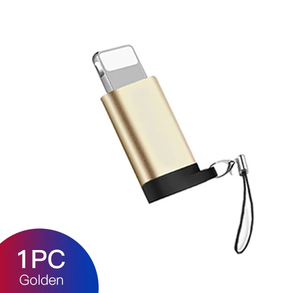 1PC Gold ACCEZZ 4 шт. Мини OTG Micro USB для освещения для iPhone 6 8 7 X MAX XS зарядное устройство адаптер зарядки синхронизации данных с брелоком конвертер - Цвет: 1PC Gold