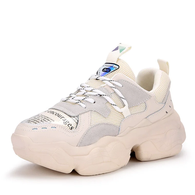 

Casual Shoes Women Chunky Sneakers Platform Spring New Real Leather zapatos de mujer Ladies footware chaussures femme Patchwork