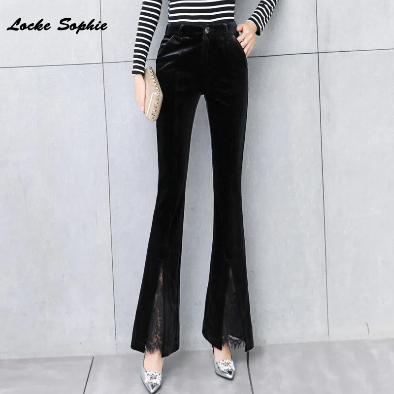 Женские брюки с высокой талией клеш больших размеров весенние модные для девушек