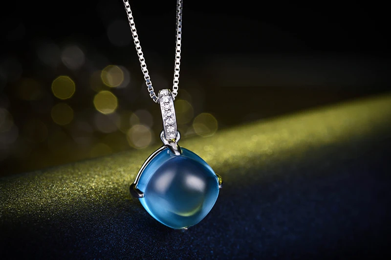 Кулон ZOCAI THE BLUE SECRET из натурального голубого топаза 7 0 карат 18 К белого золота +