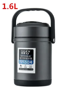 Black 1.6L 1.6L 1.9L термос контейнер для еды Ланч-бокс из нержавеющей стали школьный Bento коробка для хранения портативный Ланчбокс столовая посуда - Цвет: Black 1.6L