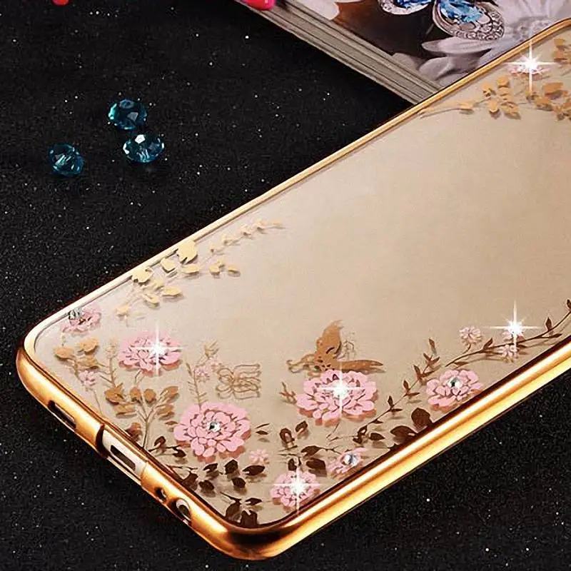 Mi3 TPU Silicone Case for Xiaomi 3 / M3 Luxury Glitter Pretty Rhinestone Flower Butterfly Print Back Cover Phone |