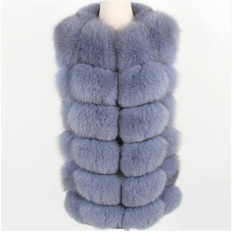 

maomaokong 2021 new Women's puls Size Grey Natural Fox Fur Vest Coat Fashion fur Grass Vest Jacket Park