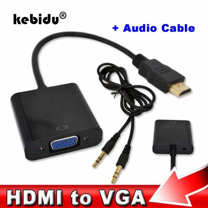 HDMI в VGA адаптер конвертер + аудио кабель для мужчин и женщин видео 1080p 3D HD HDTV