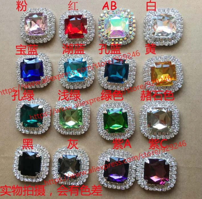 1 шт./лот 38 мм квадратный красный каменные аппликация фиолетовые стразы ab crystal