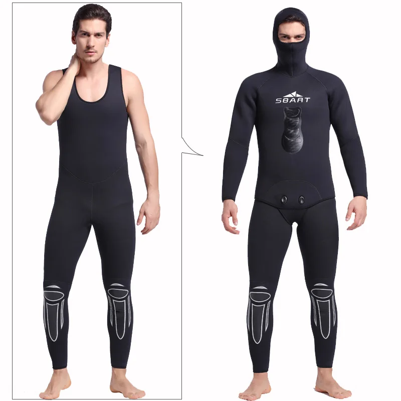 Черный гидрокостюм Sbart для подводной охоты 2 шт. 5 мм отдельный пиджак freediving supratex