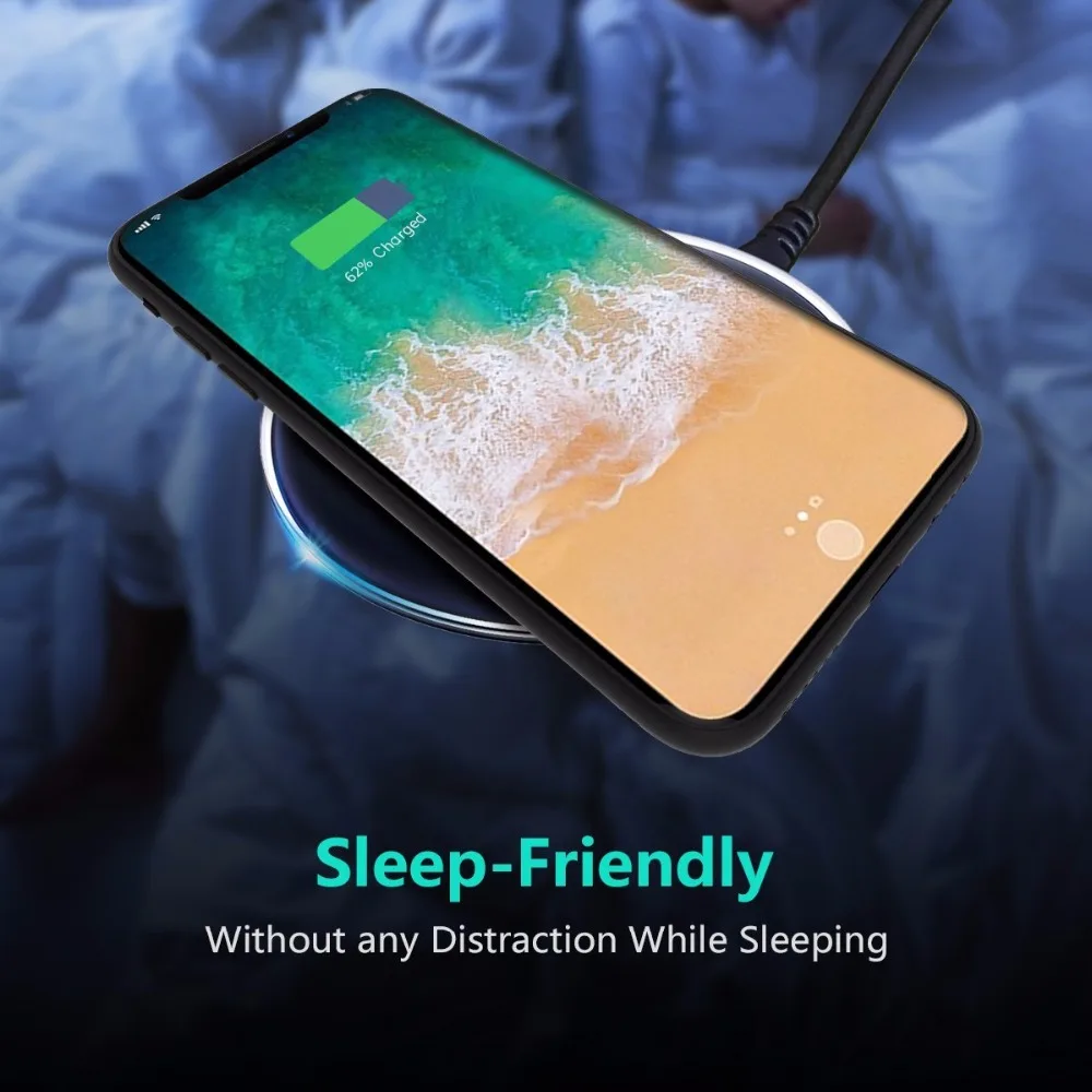 5V 2A Wireless Charger Qi Fast charge Ultra-light Charging Pad for iPhone X 8 Plus Samsung S9/S8/S8+/S7/S6 |