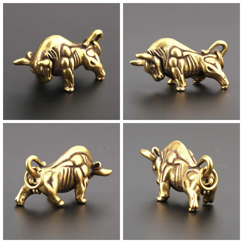 Camping Solid Brass Bull Animal shape EDC Tool Keychain Pendant Equipment Key Ring Outdoor tools | Спорт и развлечения