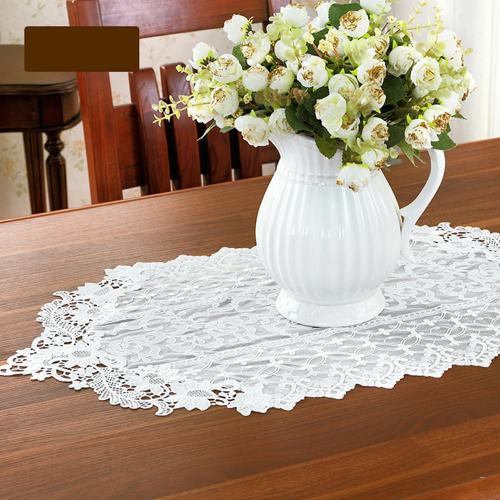 Вышитое кружево настольная дорожка ТВ Стенд конец стола крышка украшения 40 см x 70