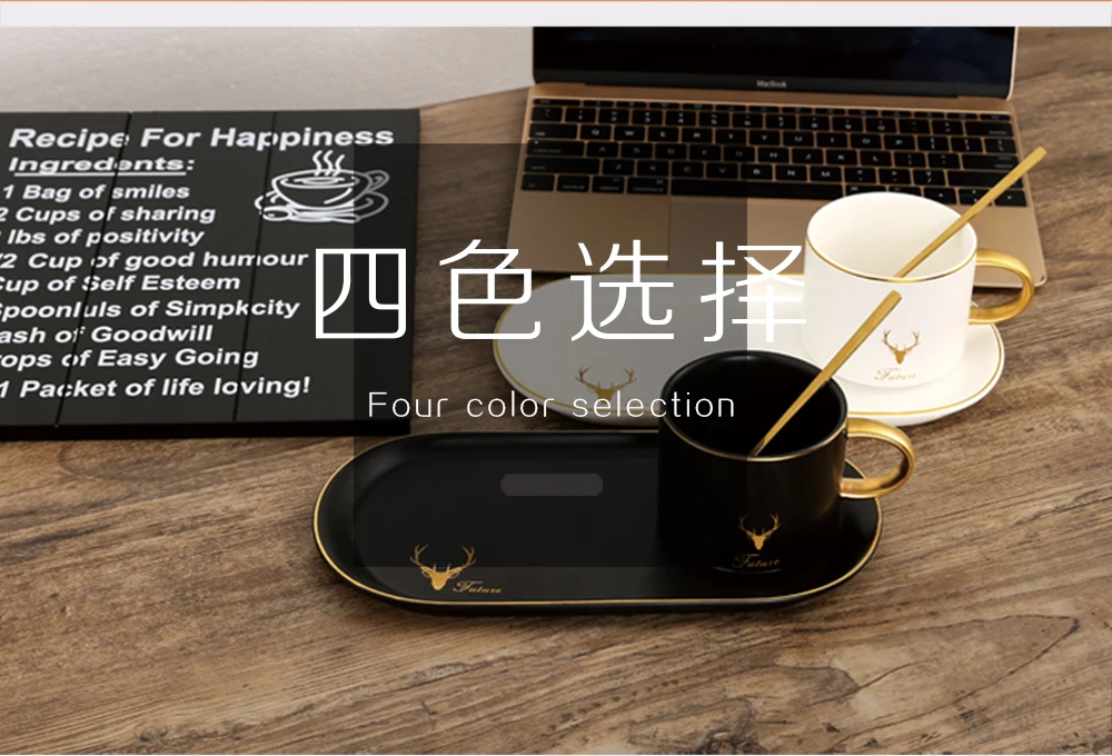 Ceramic coffee cup European small luxury single elegant simple mug mug with spoon and plate Nordic ins