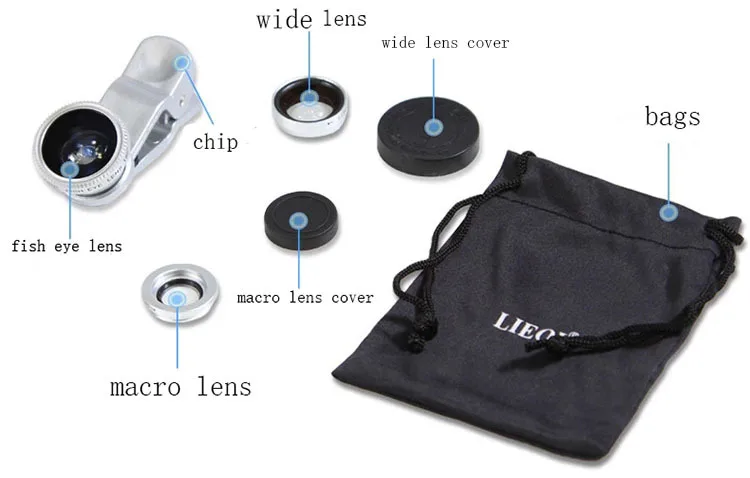 3 в 1 Рыбий Глаз Объектив для Камеры Мобильного Телефона Широкий + макро Линзы