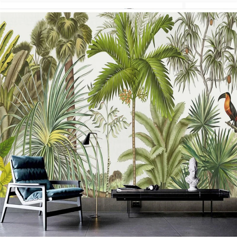 

wellyu papel parede Custom wallpaper European Retro Tropical Rainforest Living Room Backdrop wall papers home decor tapety