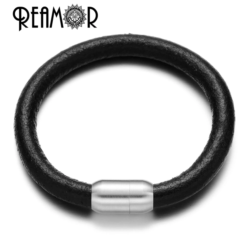 Браслеты из натуральной кожи с большими отверстиями REAMOR 5 типов 8 мм бусины для